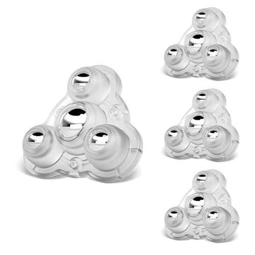 TRVL FIELDER Self Adhesive Caster Wheels for Furniture, Small Casters for Furniture Legs, Low Profile Table Wheels, 2.4 Inch Steel Appliance Roller, Upgraded 30 LBS Per Wheel (Triangles, Clear, 4 PCS)