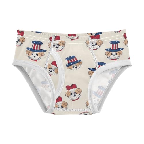4th Of July Dog Pattern Boys' Underwear 100% Cotton Boys' Briefs Soft Toddler Underwear