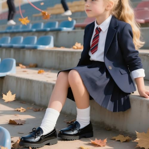 KIDSUN Toddler Boy’s Girl’s Dress Shoes Comfort Lace-Up Oxford School Uniform Shoes Loafer Flats (Toddler/Little Kid) E-Black2