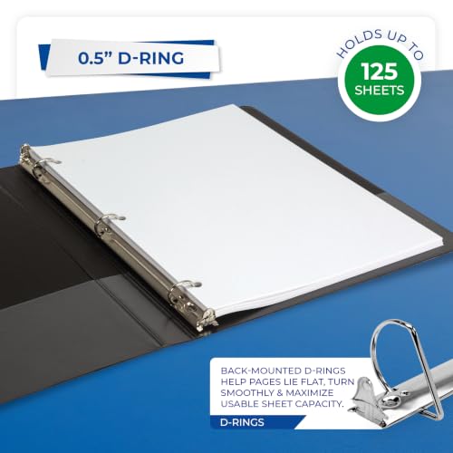 Image of Samsill Durable 0.5 inch 3 Ring Binder, D Ring Binder, 100% Recycled Chipboard, Black, 4 Pack