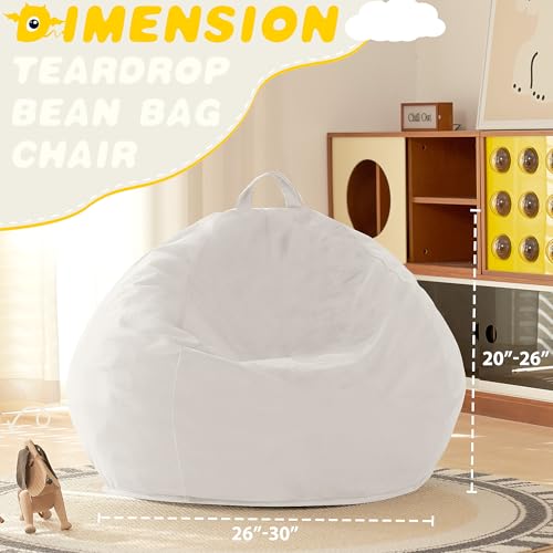 Image of HABUTWAY 2FT Bean Bag Chair, 2' Beanbags Small Bean Bag Chairs with Filling, Teardrop Bean Bag Chair Luxurious Velvet Ultra Soft Fur with Removable Cover (Beige)