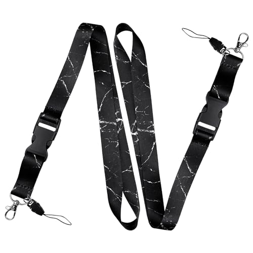 Cordón para el Cuello y Llaves - 2 Piezas Portátil para Teléfono Móvil con Llavero, Cadena Colgante (Negro)