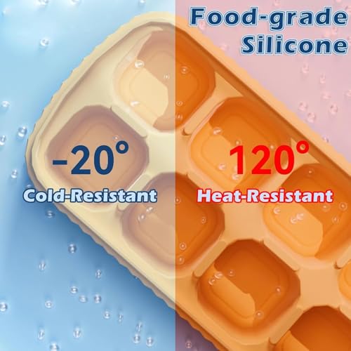 Image of CLOUDVALLEY [3 Pack] Multicolor Ice Cube Tray with Lids, 2-Inch Large Silicone Flexible 8-Cavity Ice Maker Molds for Whiskey & Cocktails, Easy-Release Reusable Ice Cubes, BPA-Free