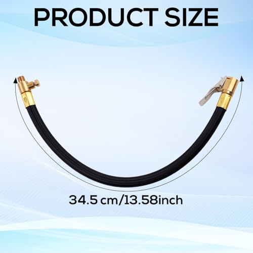 Image of Tire Inflator Extension Hose, Tire Valve Extension Tube High-Pressure Quick-Inflation Clip Connector Clip on Air Pump Chuck Adapter for Car Motorcycle Bicycle Maintenance Compressor Accessories