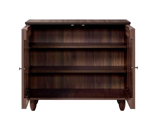 Image of DeckUp Minang 2-Door Engineered Wood Shoe Rack (Walnut, Matte Finish)