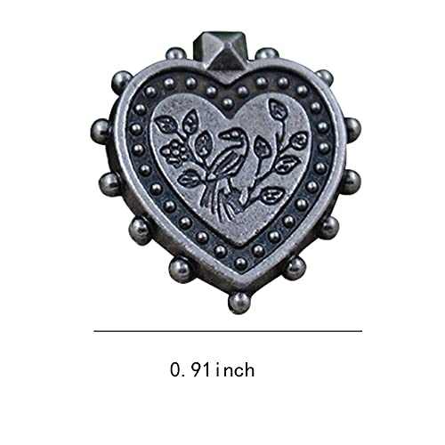 Duolai 50Pcs Arts Retro Flowers And Birds Love Heart Rivet Buttons Craft Purses Leather Decoration Metal Stud Back Snaps Accessories Diy Luggage Shoes Hat Fasteners #TOP26