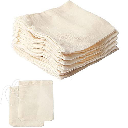 Baumwollbeutel mit Kordelzug, wiederverwendbarer Beutel, ungebleichte Lebensmittelverpackungsbeutel, Musselintasche, Lebensmittelverpackung (8 x 10 cm, 10 Stück)