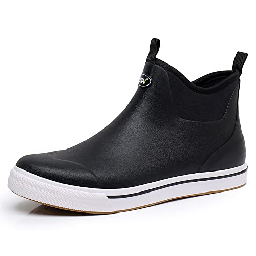 WTW Unisex Rain Boots for Men and Women Waterproof Rubber Fishing Deck Boots Neoprene Boots Slip on Ankle Garden Shoes