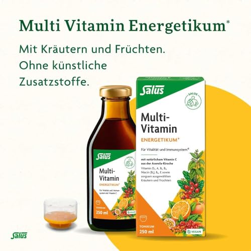 Salus Multi-Vitamin Energetikum – Tonikum zum Erhalt der natürlichen Vitalität – mit 8 wichtigen Vitaminen – vegan – 250 ml