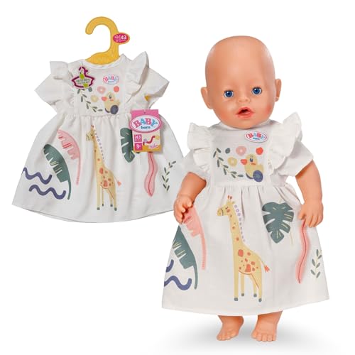 BABY born Rüschenkleid mit Dschungel & Giraffen-Print - Hochwertiges Puppenzubehör - Kleidung geeignet für Puppen der Größe 43 cm