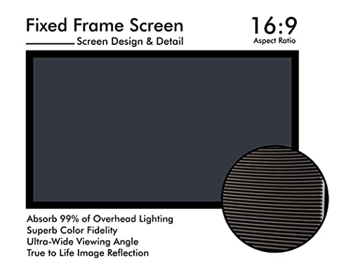 Image of BIG VUE 120 Inch ALR UST Projector Screen 16:9 Ambient Light Rejecting Projection Screen for Ultra Short Throw Projector, 160 Wide View Angle Fixed Frame Screen for Classroom, Home Theater or Office
