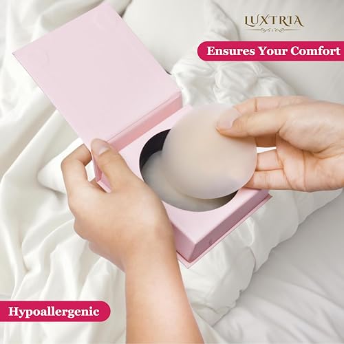 Nipple Covers For Women No Show Sticky Silicone Nipple Covers Reusable Ultra Thin Pasties, Waterproof For A-C Cups with Travel-Box Nude3