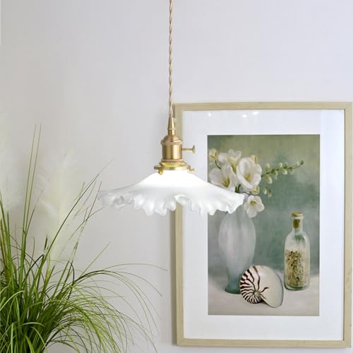 Suspension en laiton et verre en fleur luminaire rétro réglable