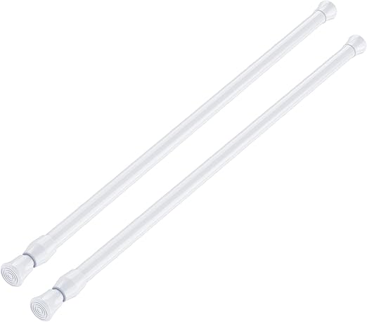 AIZESI Spring Tension Curtain Rods Short Tension Rod (White, 16" to 28"-2Pcs)