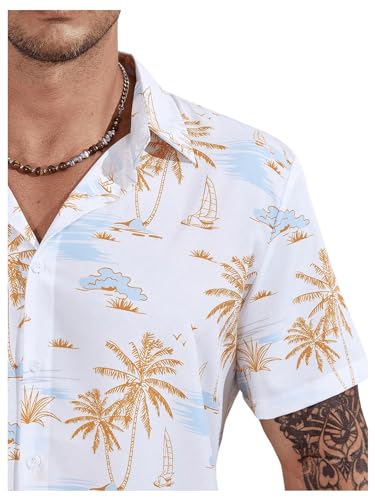 Men's Plus Size Hawaiian Matching Set Tropical Print Short Sleeve Button Down Shirt and Shorts Set Vacation Outfits3