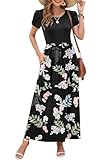 AUSELILY Women's Summer Maxi Dresses Petal Sleeves Casual Empire Waist Long Dress with Pockets 2025 New
