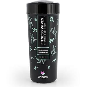 Wipex Fitness Equipment Wipes | Use as Gym Wipes for Equipment, Yoga Mat Cleaner, Peloton Bike Cleaner, Exercise Machine Wipes | Lemongrass, Eucalyptus, 75 Natural Wipes per Canister