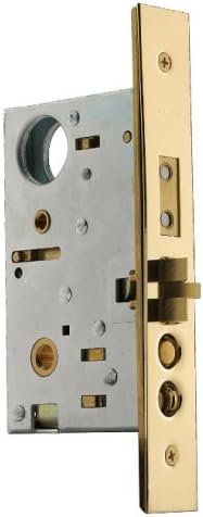 Baldwin 6021.003.L Left Handed Handleset and Knob Entrance Mortise Lock with 2-3/4-Inch Backset and Emergency Egress, Lifetime Polished Brass