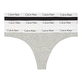 Calvin Klein Women's 3 Pack Carousel Thong Panty, Black/White/Grey Heather, Large