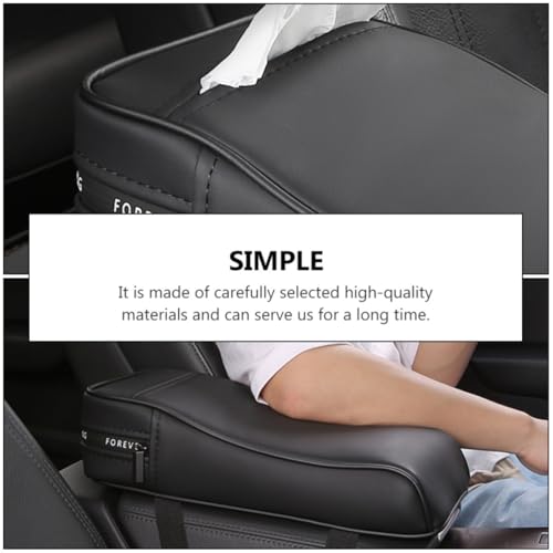 Support de bras voiture en cuir noir avec boîte à mouchoirs pour console centrale