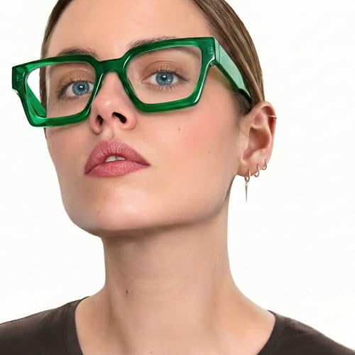 Image of livho Oversized Eyewear Frame for Woman and Men - Rectangle Fashion Glasses for Computer, Chic Preppy Frame