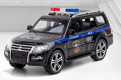 Image of 1 /32 Mitsubishis Police Pajero SUV Legering Model Auto Metal Diecast Voertuig Speelgoed Model Collection Simulatie Geluid Licht Speelgoed Voor Kids Gift (White)