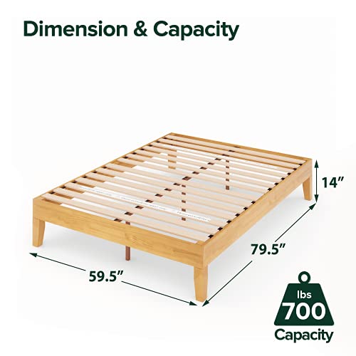 Image of Zinus Moiz Deluxe Wood Platform Bed Frame, Wood Slat Support, No Box Spring Needed, Easy Assembly, Natural, Queen