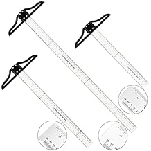 LEIFIDE 3 Pcs Acrylic T Square Ruler Multi Sized T Square Traditional Acrylic Graduated in Inch and Metric Detachable Ruler Measuring Scale for Art Framing and Drafting