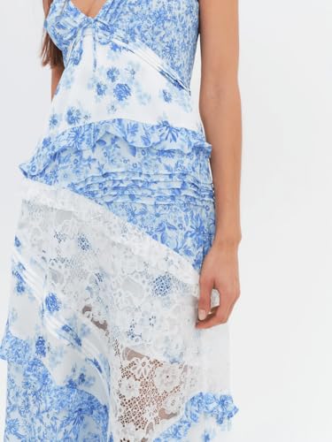Image of SOOKABEILA Women Y2k Boho Maxi Dress Floral Lace Sheer Tiered Flowy Cami Long Dress 2025 Summer Smocked Beach Sundress