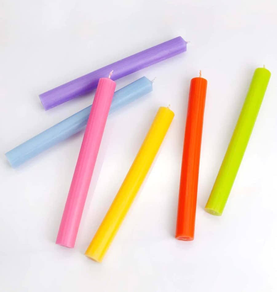 Solid Colour Dinner Candles, Pack of 5 Handmade Candles 20cm x 2cm Rustic Look Bistro Style Taper Candles (Rustic Deep Pink) - Image 5