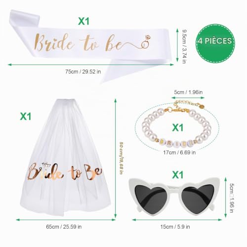 Syhdfxknp Evjf Accessoire, Bride to Be 4 Pièces pour Mariage Fiançailles – vue 8