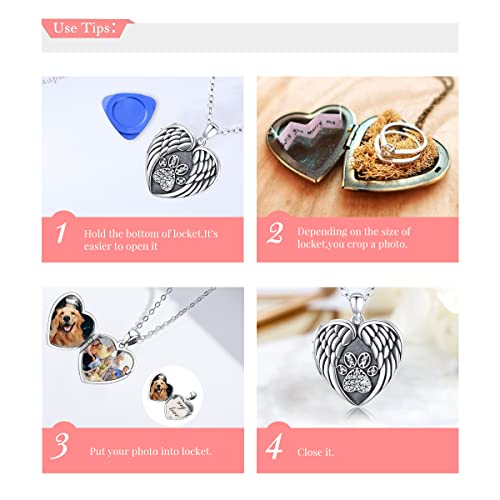 Heart Locket Necklace That Holds Pictures 925 Sterling Silver Paw Photo Lockets Necklaces For Women Dog Cat Pet Cremation Jewelry Keepsake Paw Print Heart Locket Necklace Pendant Lovket Female Lockets For Women That Hold Pictures Metal Lockets Heart Shaped Locket Small #TOP3