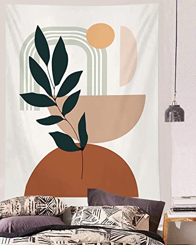 YISUMEI Abstrakter Wandteppich, moderner geometrischer Wandteppich für Schlafzimmer, ästhetischer Boho-Pflanzen-Wandteppich, Wandbehang für Raumdekoration (M/130 x 150 cm)
