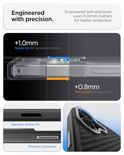 Image of Spigen Enzo Aramid T MagFit Back Cover Case for iPhone 17, Premium Aramid Fiber Finish, Camera Control Button - PC+TPU | Black Silver
