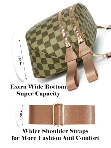 Image of Black and White Checkered Crossbody Bag Bum Bag for Women,Spacious Checkered Purse Fanny Packs Belt Bag