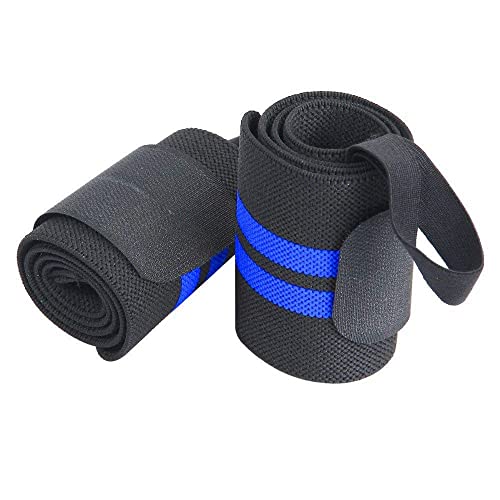 Image of VENOM Wrist Wrap (1 Pair) 14 Inch Long, Wrist Supporter for Gym, Wrist Wrap, Hand Band with Adjustable Size Strap & Thumb Loop for Gym, Power Lifting Weight Lifting, Sports Training (Black & Blue)