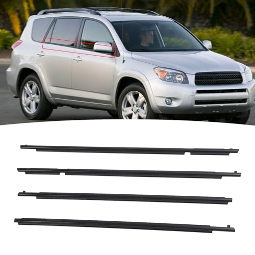 4 Burletes para Ventana con Sellos Impermeables para RAV4 2006-2008, Piezas de Moldura de Goma 75740 42020, Moldura de Ventana de Coche Delantera Trasera Izquierda Derecha a