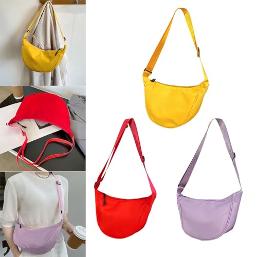 Image of VELURA SYDL Crossbody Crescent Bag Fashionable Nylon Hobo for Women Handbag Shoulder Bag Yellow|1 Shoulder Bag|Clothing, Shoes & Accessories