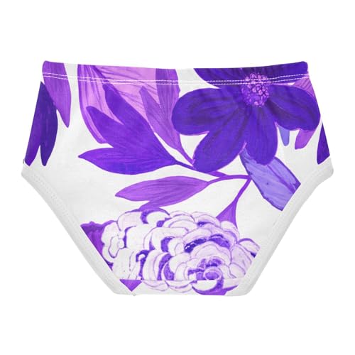 Abstract Flowers Leaves Purple White Girls Underwear Toddler 2t Cotton Panties for Girl Bright Briefs Kids Undies2