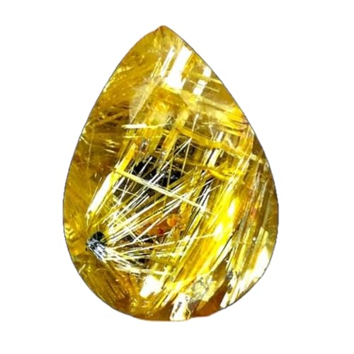Pierre précieuse quartz rutile doré poire 26x19mm pour bague et pendentif