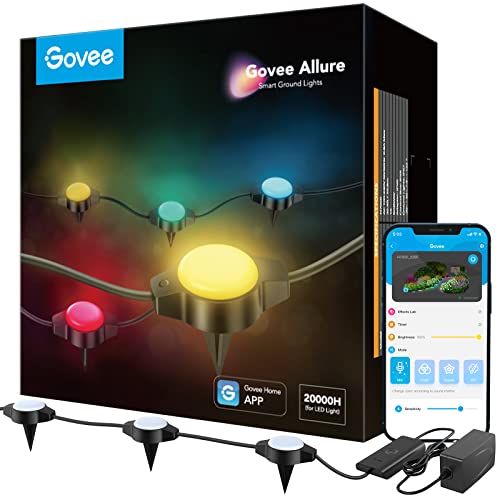 Govee Lampe Jardin, RGBIC Luminaire Extérieur 10m avec Blanc Chaud, 15 Pack Spot LED Encastrable Étanche IP67 avec 43 Modes Scène, Fonctionne avec Alexa et Google Assistant, 70lm par Éclairage Chemin