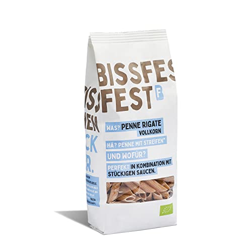 Bissfest BIO Vollkorn Penne Rigate Pasta aus Gragnano 5x500g - Original Italienische Pasta aus traditionellem Herstellungsverfahren - Nudeln aus 100% Italienischem Vollkornweizen - Vegan Cover