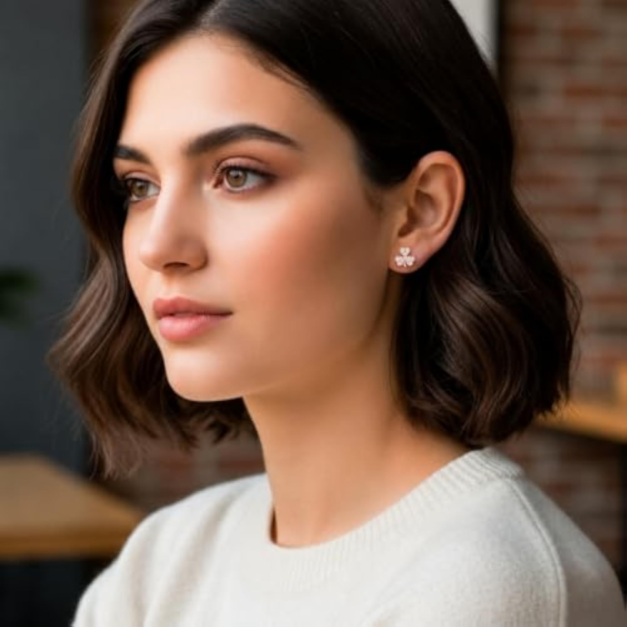 Stylish 925 Silver Hearty Leaf Earrings for Girlfriend