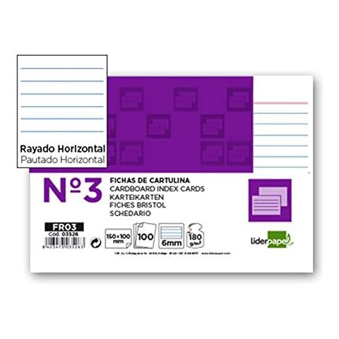 Ficha Liderpapel Rayada Nº3 100x150 mm 180g/m2 (100 Unidades) Cover