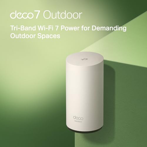 Image of TP-Link Deco 7 Outdoor BE65 BE11000 Tri-Band Wi-Fi 7 Mesh Extender | Up to 3,000 sq.ft, 2 * 2.5G PoE+ Ports, IP65 Waterproof | Multiple Mount Options | 6 GHz, MLO, Homeshield, 320 MHz, AI-Roaming