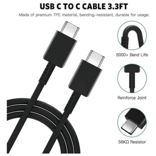 Image of Original 25W Fast Charging Adapter and Type C to C Cable Compatible with Samsung S24 /S24 Plus /S24 Ultra-Black (CXZ23)