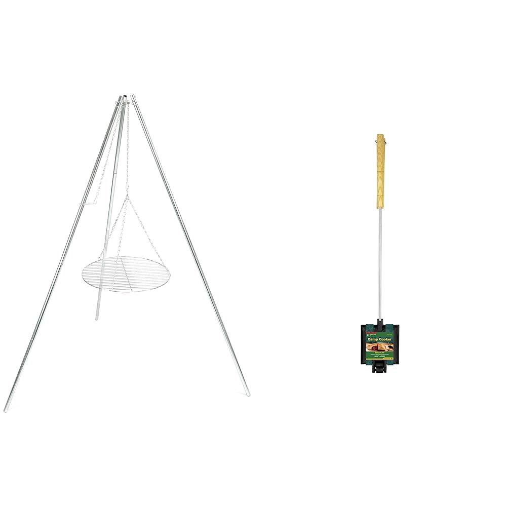 Stansport Tripod Cooker with 17%22 Grill (15997-77) & Coghlan's Cast Iron Camp Cooker