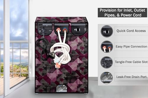 Image of Stylista Top Load Fully Automatic Washing Machine Cover Compatible for IFB 8 kg, 8.5 kg, 9 kg & 9.5 kg, Chekered Pattern Maroon