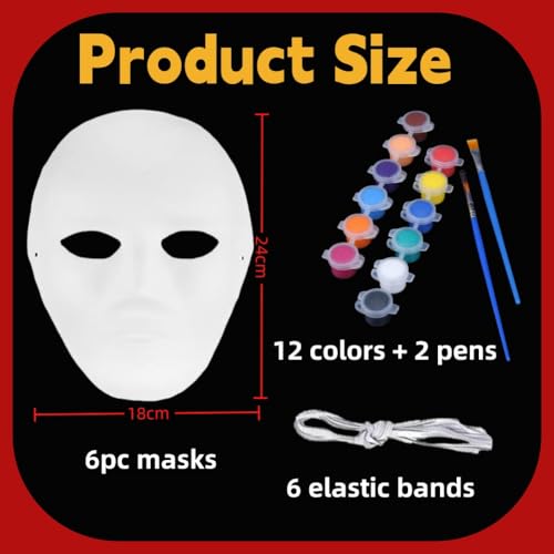 Máscaras de Papel para Pintar Carnaval, Maske Weiß,6pcs DIY Weiße Papier Maske,Theathermaske zum Bemalen,Maskerade Masken,Überstreichbare Papiermasken
