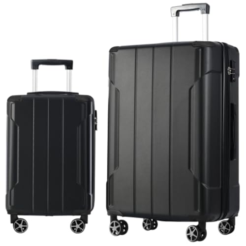 Luggage Set 2 Pieces, Carry-on Luggage, Hard Shell ABS, Lightweight Expandable (28 Inches Only) Suitcase with Double Wheels, Zipper Compartment, TSA Lock, Set of 2 (20/28), Black